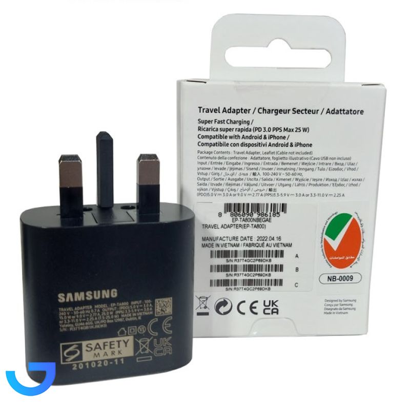 قیمت و خرید شارژر دیواری سه پین سامسونگ مدل 25W EP-TA800 | فروشگاه آریا