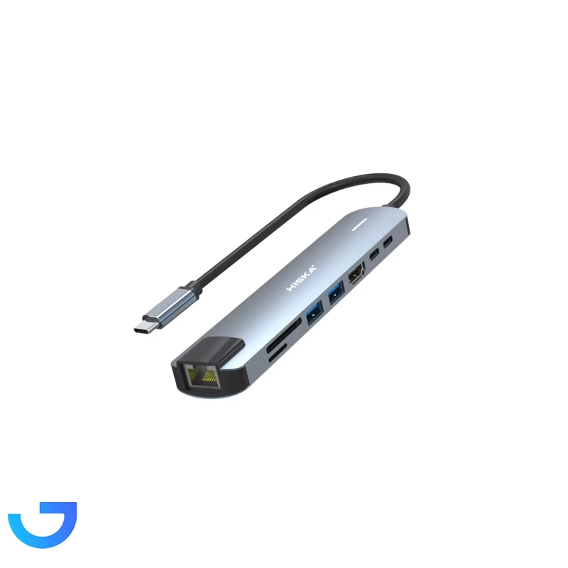 هاب 8 پورت HISKA Type-C مدل HR-51 نمای ۲