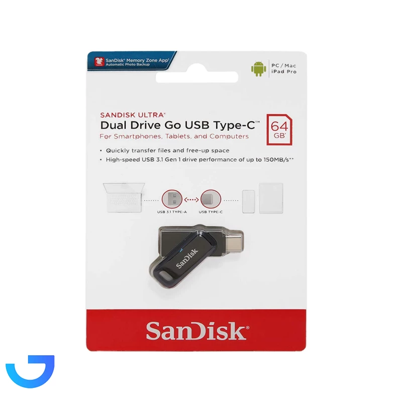 قیمت و خرید فلش مموری سن دیسک مدل Ultra Dual Drive GO USB Type-C ظرفیت 64 گیگابایت | فروشگاه آریا