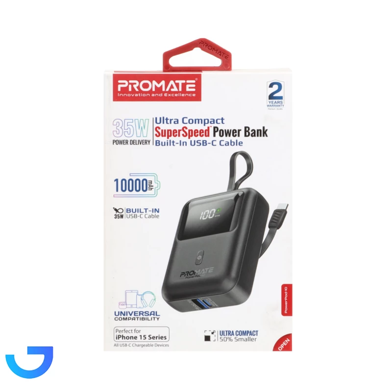 قیمت و خرید پاوربانک پرومیت فست شارژ 35W مدل PowerPod-10 ظرفیت 10000 میلی آمپر ساعت | فروشگاه آریا