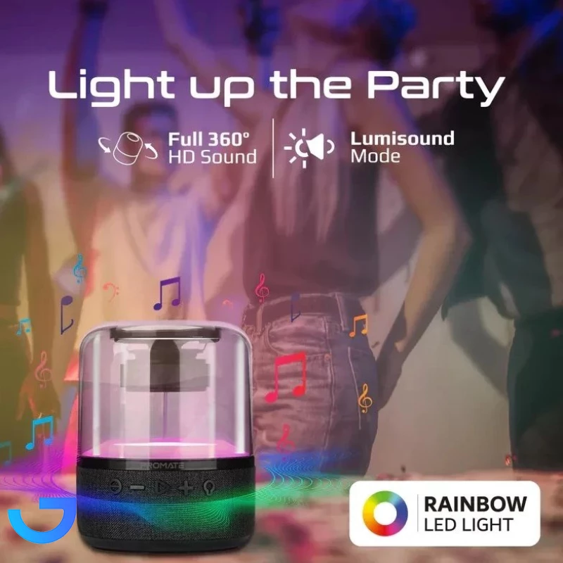 قیمت و خرید اسپیکر بلوتوثی قابل حمل پرومیت مدل GLITZ-L | فروشگاه آریا