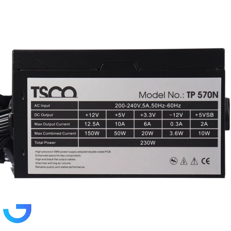 قیمت و خرید منبع تغذیه کامپیوتر تسکو مدل TP 570N با توان 230 وات | فروشگاه آریا