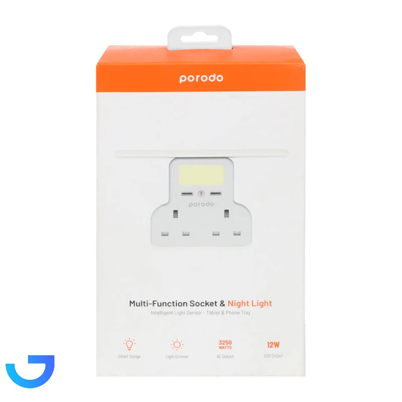 قیمت و خرید چند راهی برق و پایه نگهدارنده و چراغ خواب هوشمند Porodo مدل PD-WMACU-WH | فروشگاه آریا