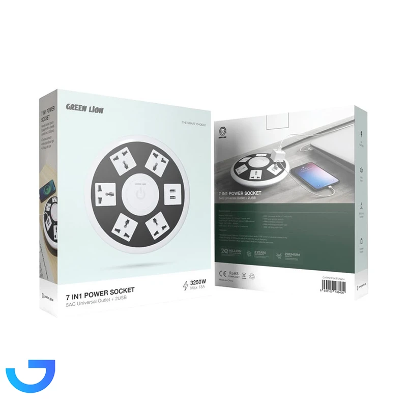 قیمت و خرید چندراهی برق گرین لاین مدل GN7N1PSKT13WH | فروشگاه آریا