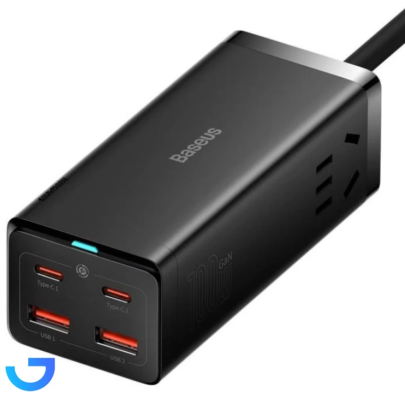 قیمت و خرید شارژر رومیزی بیسوس 100 وات مدل Baseus GaN 3 Pro Desktop Powerstrip AC +2U+2C 100W | فروشگاه آریا
