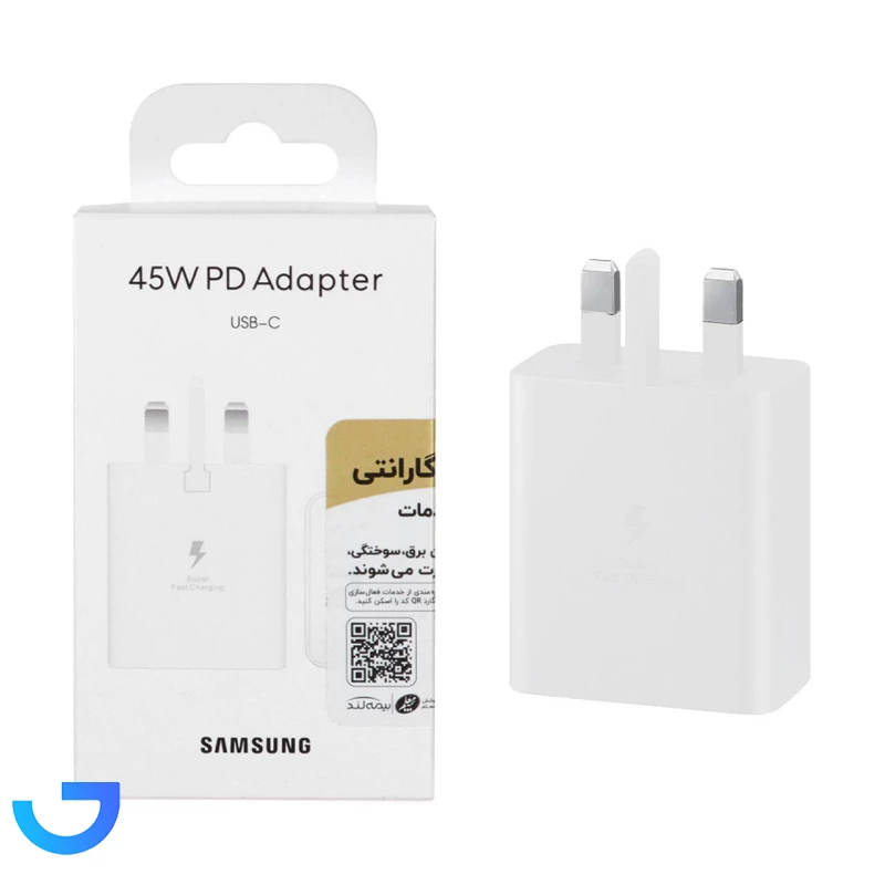 قیمت و خرید شارژر دیواری اصلی سه پین فست و PD تک پورت SAMSUNG Type-C مدل EP-T4510 45W | فروشگاه آریا قیمت و خرید شارژر دیواری اصلی سه پین فست و PD تک پورت SAMSUNG Type-C مدل EP-T4510 45W | فروشگاه آریا