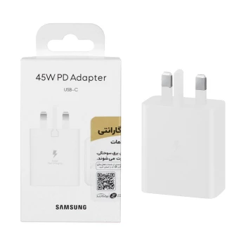 شارژر دیواری اصلی سه پین فست و PD تک پورت SAMSUNG Type-C مدل EP-T4510 45W | فروشگاه آریا