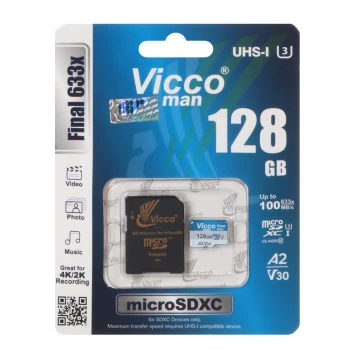 کارت حافظه microSDXC ویکومن مدل 128GB) Vicco Man Final 633x V30 U3 C10) | فروشگاه آریا