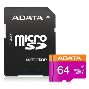 کارت حافظه ای دیتا مدل ADATA MICRO SDHC UHS-I +ADP V۱۰ R۸۰W۲۵ ۶۴GB | فروشگاه آریا