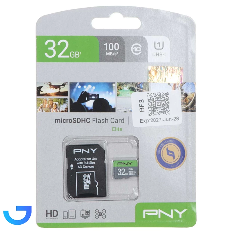 کارت حافظه microSDHC پی ان وای مدل Elite کلاس 10 استاندارد UHS-I U1 سرعت 100MBs ظرفیت 32 گیگابایت نمای ۲