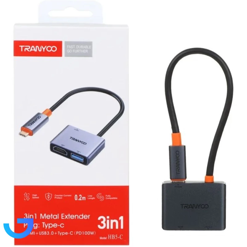 هاب 3 پورت Type-C ترانیو مدل Tranyoo HB5-C نمای ۲