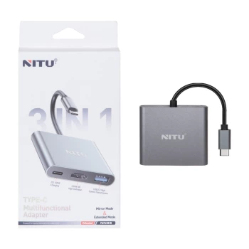 هاب 3 پورت NITU Type-C مدل NN36 | فروشگاه آریا