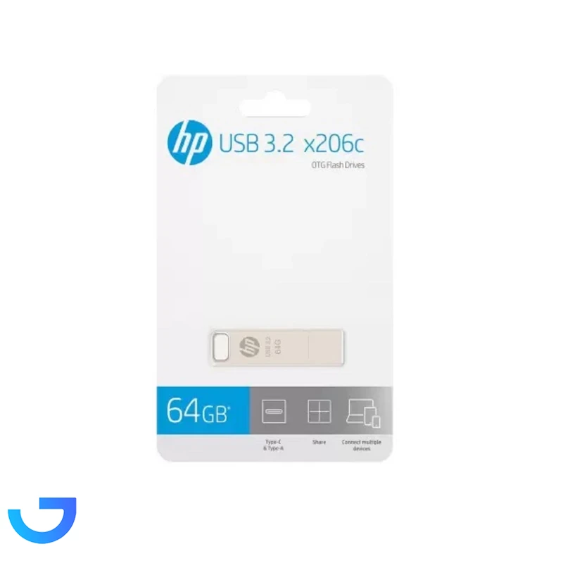 قیمت و خرید فلش مموری اچ‌ پی 64 گیگابایت مدل HP  X206C  USB3.2 | فروشگاه آریا