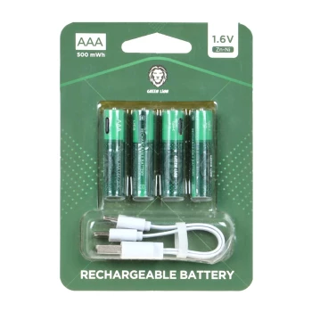 باتری نیم قلمی قابل شارژ گرین لاین مدل Green Lion-AAA 500mWh | فروشگاه آریا