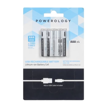 باتری نیم قلمی قابل شارژ پاورولوژی مدل powerology PRUBAAA4 با ظرفیت 675mwh | فروشگاه آریا