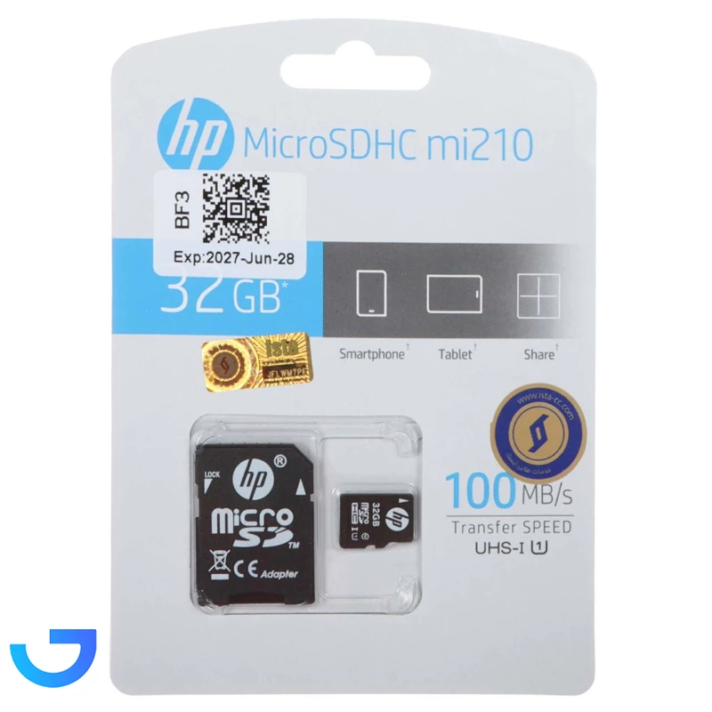 کارت حافظه microSDHC اچ پی مدل mi210 U1 به ​​همراه آداپتور کلاس 10 UHS-I - (32 گیگابایت) نمای ۲