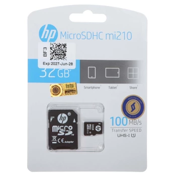 کارت حافظه microSDHC اچ پی مدل mi210 U1 به همراه آداپتور کلاس 10 UHS-I - (32 گیگابایت) | فروشگاه آریا