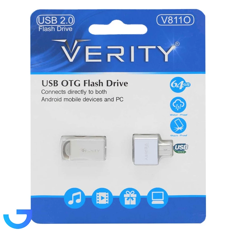 فلش مموری وریتی مدل Verity V811O USB2.0 Flash Memory+تبدیل OTG-64GB نمای ۲