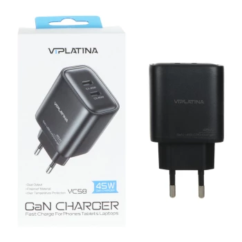 شارژر دیواری فست و PD دو پورت وی آی پلاتینا مدل VC58 45W | فروشگاه آریا