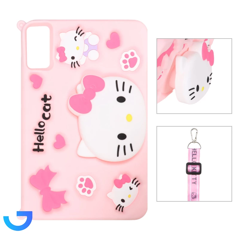 قیمت و خرید قاب تبلت سیلیکونی عروسکی کیتی استندشو با ست بند بلند مناسب برای Xiaomi Redmi Pad SE / Redmi Pad 2 | فروشگاه آریا