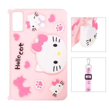 قاب تبلت سیلیکونی عروسکی کیتی استندشو با ست بند بلند مناسب برای Xiaomi Redmi Pad SE / Redmi Pad 2 | فروشگاه آریا