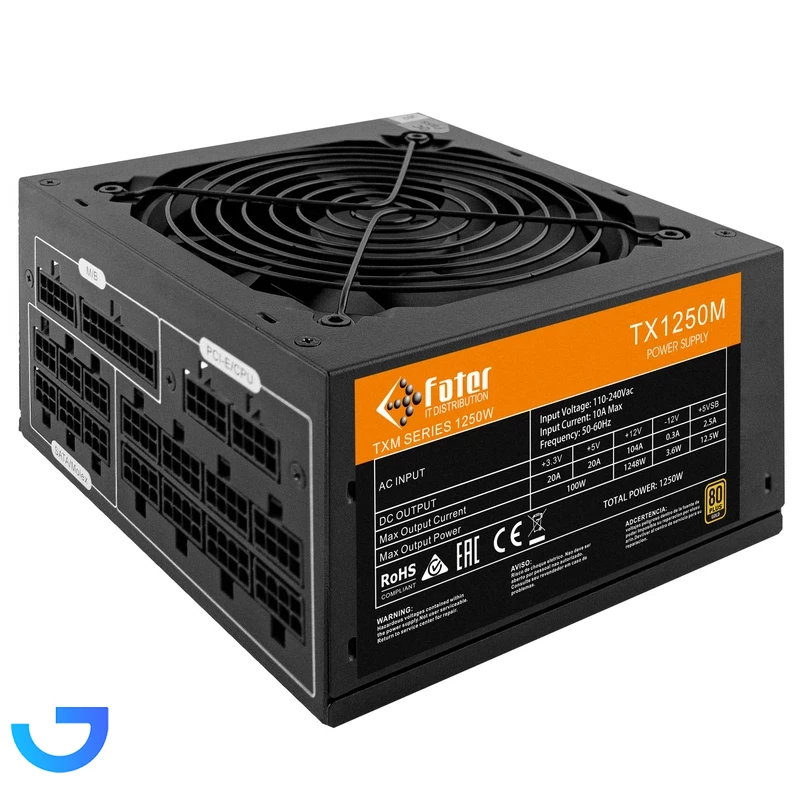 قیمت و خرید منبع تغذیه کامپیوتر فاطر مدل TX1250M 80 Plus Gold توان 1250 وات | فروشگاه آریا