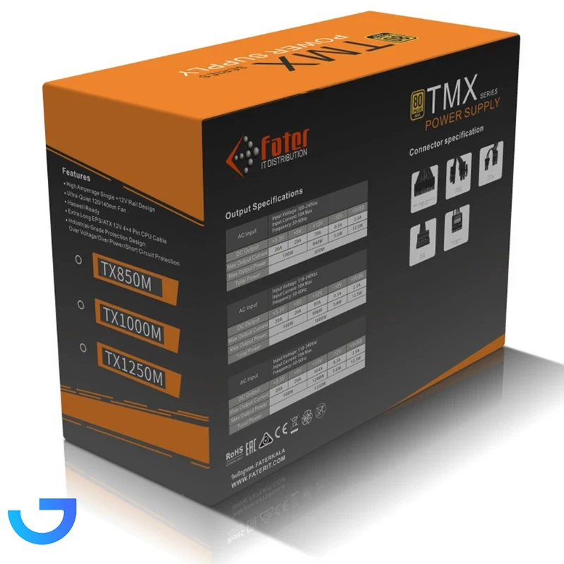 قیمت و خرید منبع تغذیه کامپیوتر فاطر مدل TX1250M 80 Plus Gold توان 1250 وات | فروشگاه آریا