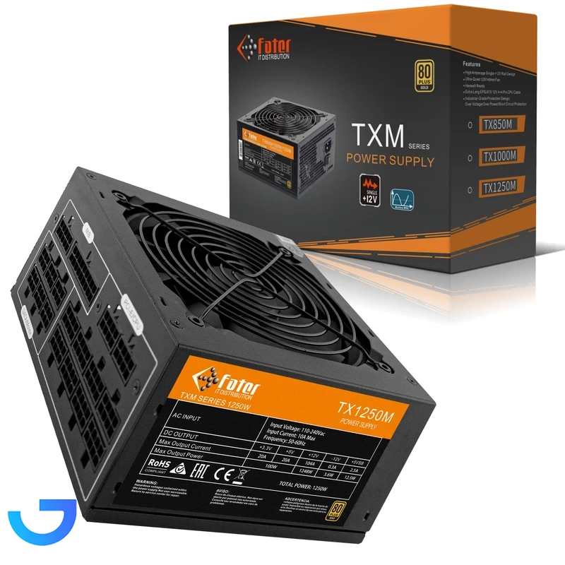 قیمت و خرید منبع تغذیه کامپیوتر فاطر مدل TX1250M 80 Plus Gold توان 1250 وات | فروشگاه آریا