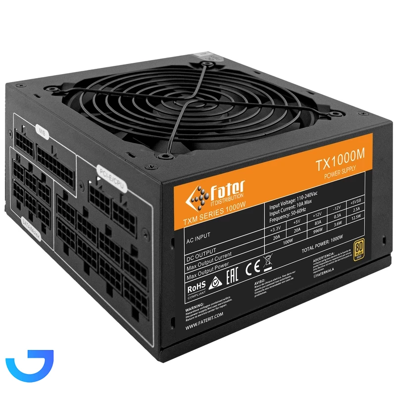 قیمت و خرید منبع تغذیه کامپیوتر فاطر مدل TX1000M 80 Plus Gold توان 1000 وات | فروشگاه آریا
