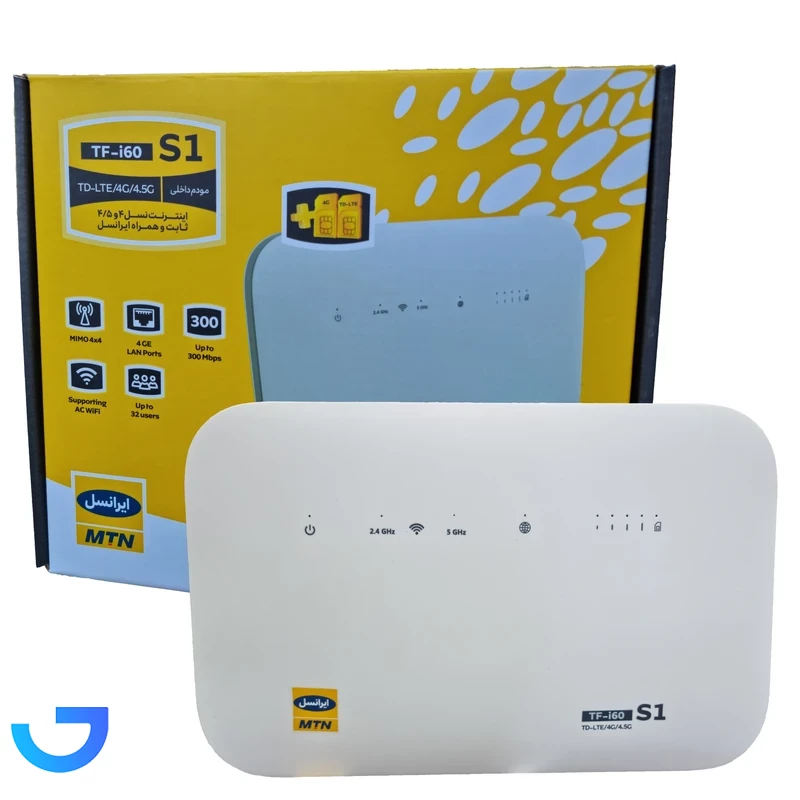 قیمت و خرید مودم 4G/TD-LTE ایرانسل مدل TF-I60 S1 به همراه يک سيمکارت TD و يک سيمکارت FD | فروشگاه آریا