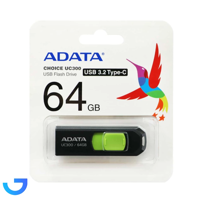 قیمت و خرید فلش مموری ای دیتا مدل UC300 با ظرفیت 64 گیگابایت دارای رابط‌های USB 2.0 و USB 3.2 | فروشگاه آریا