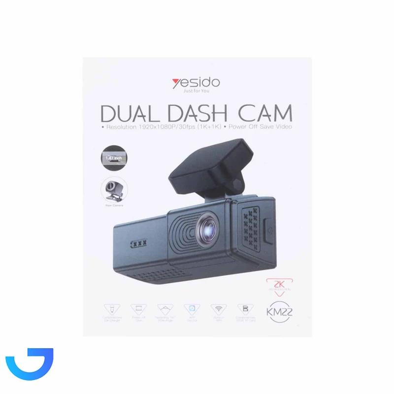 قیمت و خرید دوربین هوشمند ثبت وقایع خودرو یسیدو مدل Yesido KM22 2k با دو لنز جلو و عقب | فروشگاه آریا