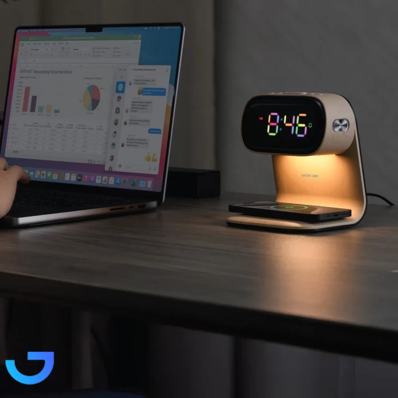 قیمت و خرید شارژر وایرلس و ساعت رومیزی گرین لاین مدل GNBED15WCHWD | فروشگاه آریا