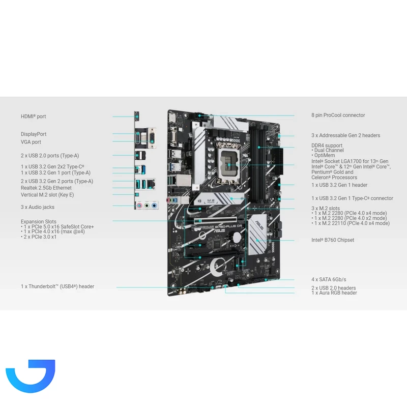 قیمت و خرید مادربرد ایسوس مدل PRIME B۷۶۰-PLUS D۴ | فروشگاه آریا