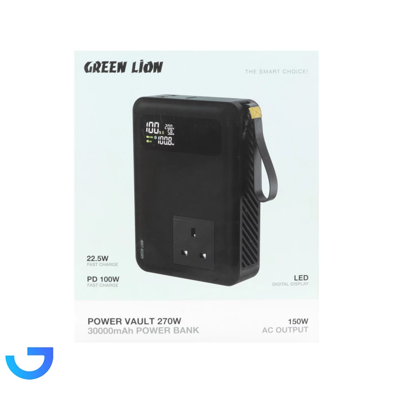 قیمت و خرید پاوربانک گرین لاین مدل GNPVU270W30BK ظرفیت 30000 میلی آمپر ساعت | فروشگاه آریا