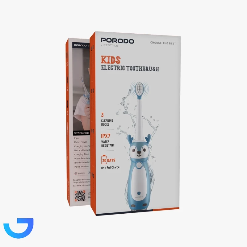 قیمت و خرید مسواک شارژی کودکان Porodo مدل Electric Tooth Brush PDLFSTK12BL | فروشگاه آریا