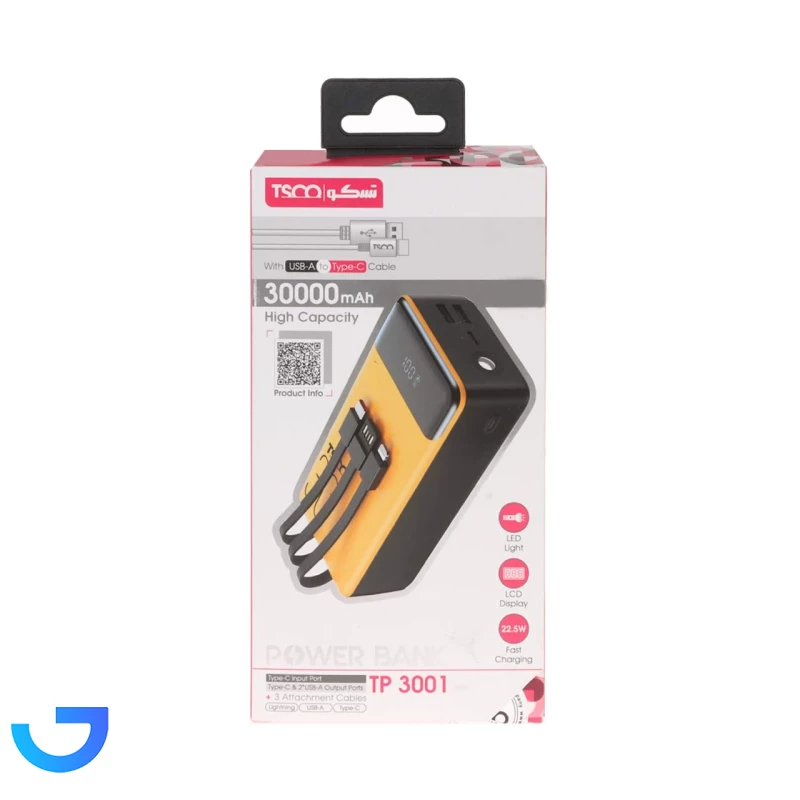 قیمت و خرید پاوربانک فست شارژ TSCO 30000mAh مدل TP 3001 22.5W | فروشگاه آریا