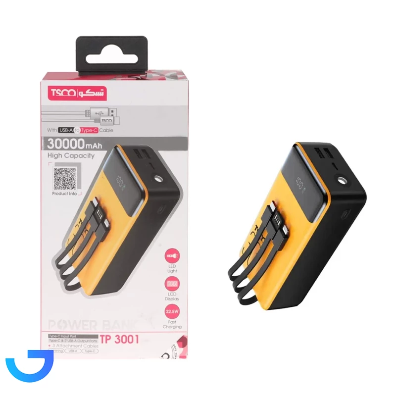 قیمت و خرید پاوربانک فست شارژ TSCO 30000mAh مدل TP 3001 22.5W | فروشگاه آریا