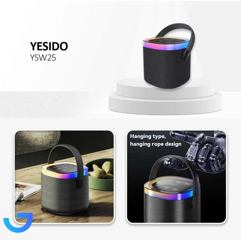 قیمت و خرید اسپیکر بی سیم شارژی 8 وات یسیدو مدل YSW25 دارای درگاه AUX و نورپردازی RGB | فروشگاه آریا