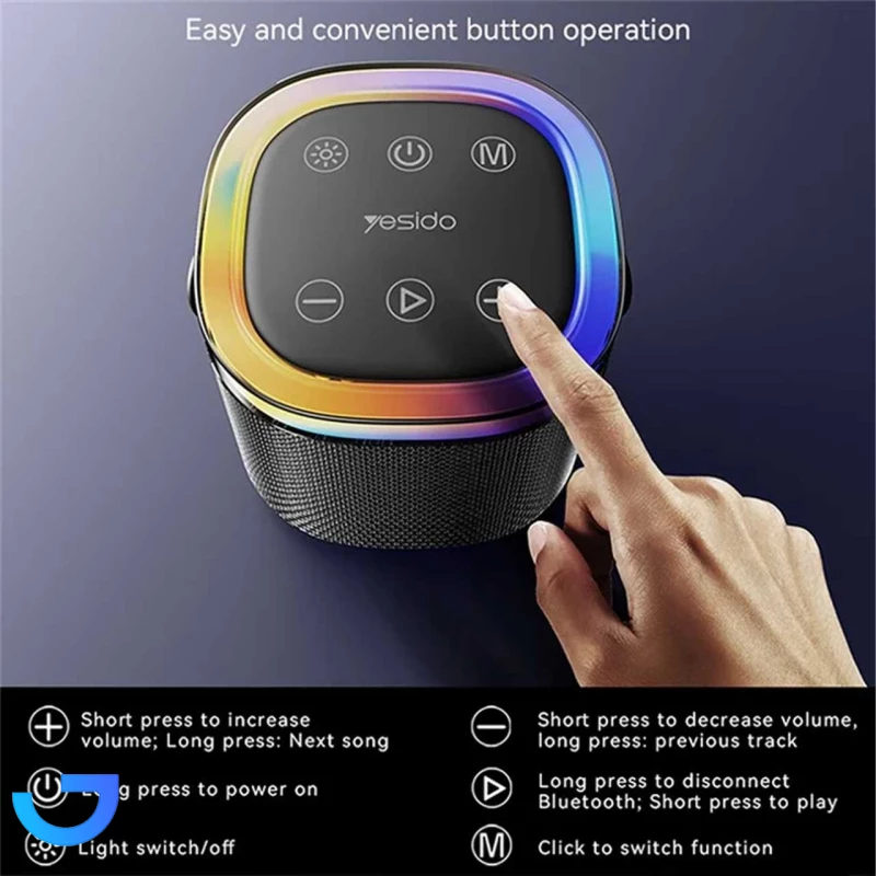 قیمت و خرید اسپیکر بی سیم شارژی 8 وات یسیدو مدل YSW25 دارای درگاه AUX و نورپردازی RGB | فروشگاه آریا
