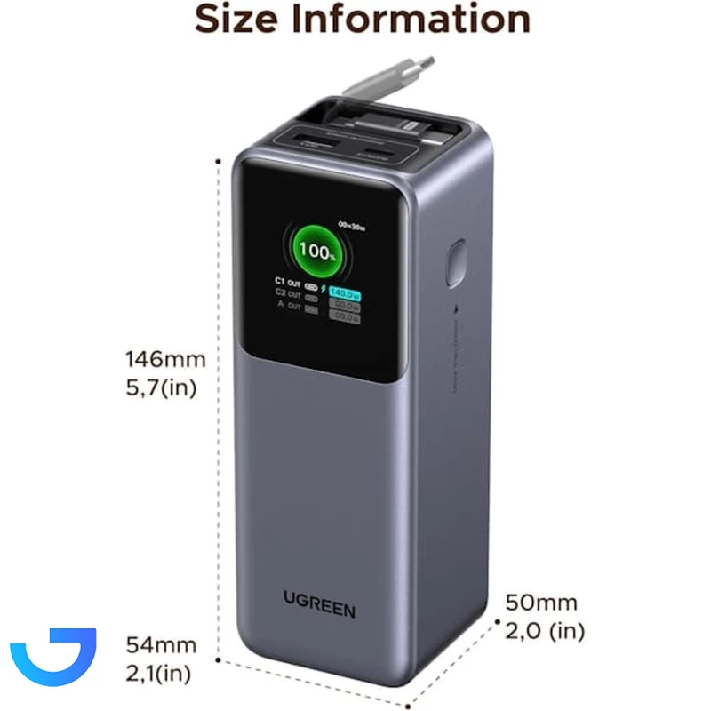 قیمت و خرید پاوربانک PD و فست شارژ یوگرین 20000mAh مدل Nexode PB726 165W | فروشگاه آریا