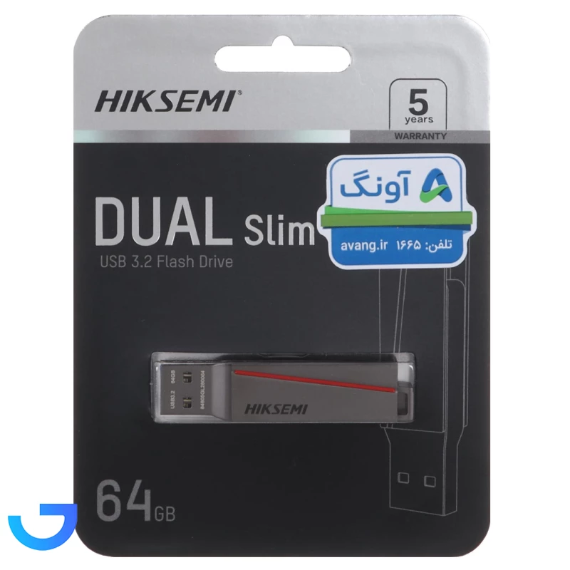 قیمت و خرید فلش مموری هایک سمی مدل DUAL Slim ظرفیت 64 گیگابایت با رابط USB 3.2 | فروشگاه آریا
