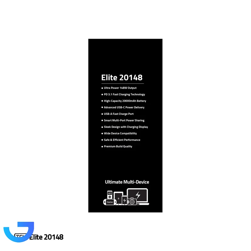 قیمت و خرید پاوربانک 148 وات تی سی اچ مدل Elite 20148 ظرفیت 20000 میلی‌آمپرساعت | فروشگاه آریا