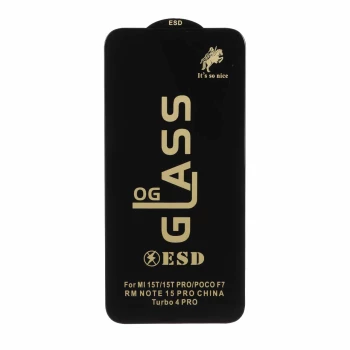 محافظ صفحه نمایش شیشه ای درجه یک Full Cover OG - ESD OVOG مناسب برای Xiaomi Redmi Note 15 Pro 5G | فروشگاه آریا
