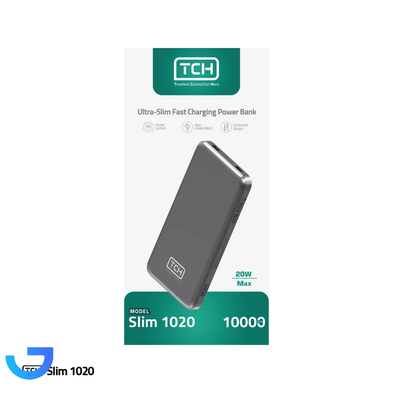 قیمت و خرید پاوربانک 20 وات تی سی اچ مدل Slim1020 ظرفیت 10000 میلی‌آمپرساعت | فروشگاه آریا