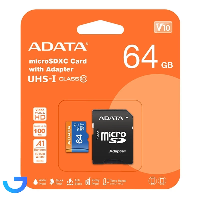 قیمت و خرید کارت حافظه microSDXC ای دیتا و Adapter مدل UHS-I U1 Class ظرفیت 64GB | فروشگاه آریا