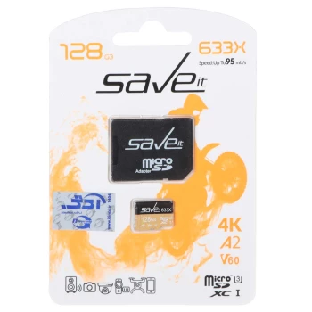 کارت حافظه Save it microSDHC مدل 633X با سرعت 95 مگابایت بر ثانیه و ظرفیت 128 گیگابایت | فروشگاه آریا