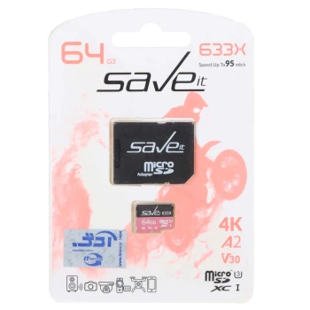 کارت حافظه Save it microSDHC مدل U3 633X با سرعت ۹۵ مگابایت بر ثانیه و ظرفیت 64 گیگابایت | فروشگاه آریا