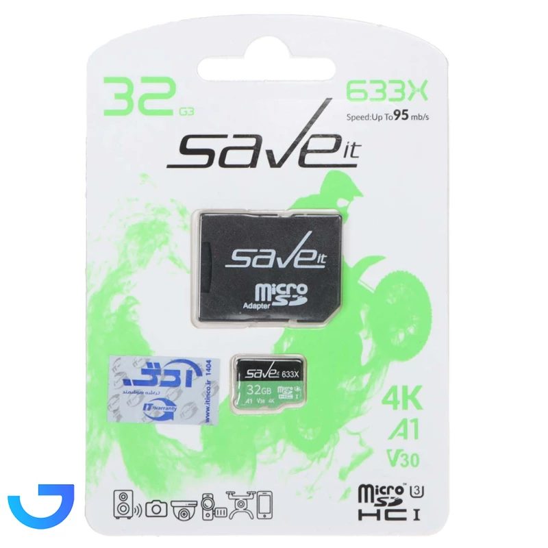 قیمت و خرید کارت حافظه Save it microSDHC مدل 633X با سرعت 95 مگابایت بر ثانیه و ظرفیت 32 گیگابایت | فروشگاه آریا