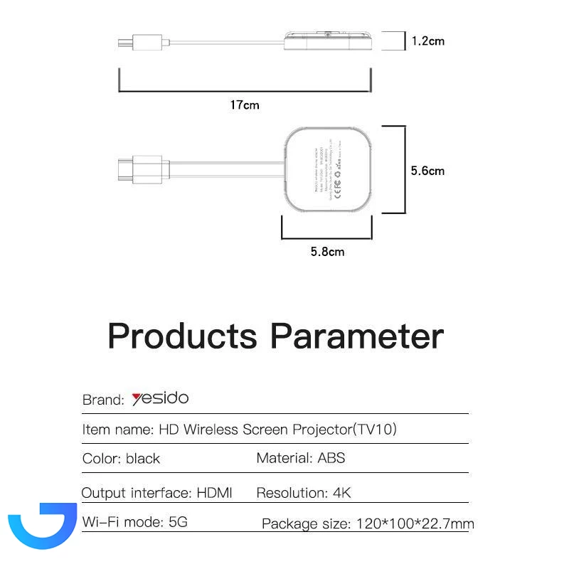 قیمت و خرید دانگل HDMI انتقال تصویر یسیدو مدل WIFI TV10 | فروشگاه آریا